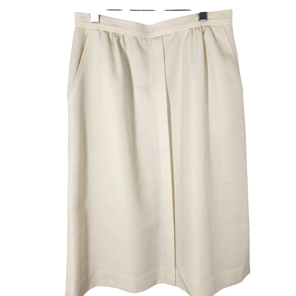 VTG 70s College Town Womens Cream Pleated A-Line Midi Skirt Size 13/14 Union Tag
